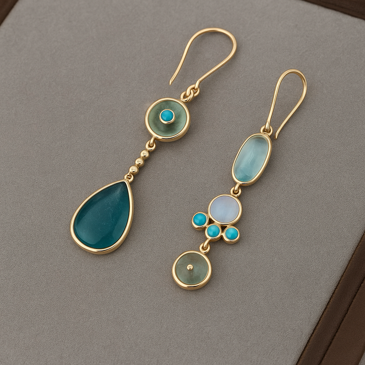 Calista | Boucles d'oreilles pendantes avec pierres bleues