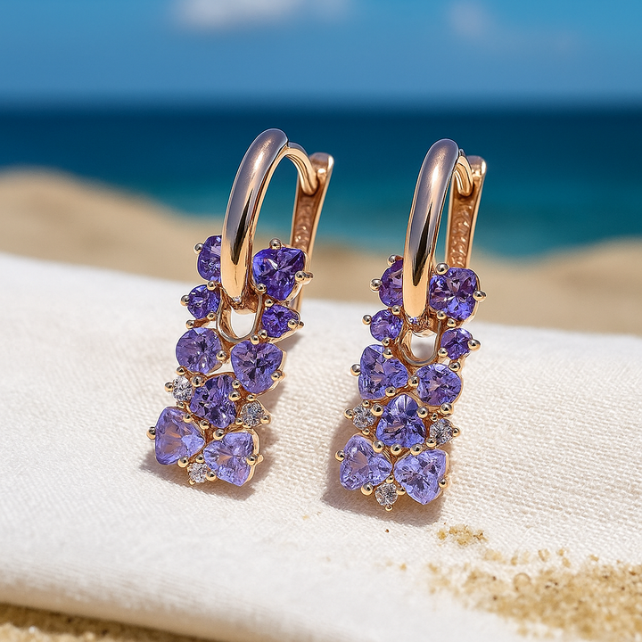 Perle | Boucles d'oreilles avec pierres lilas