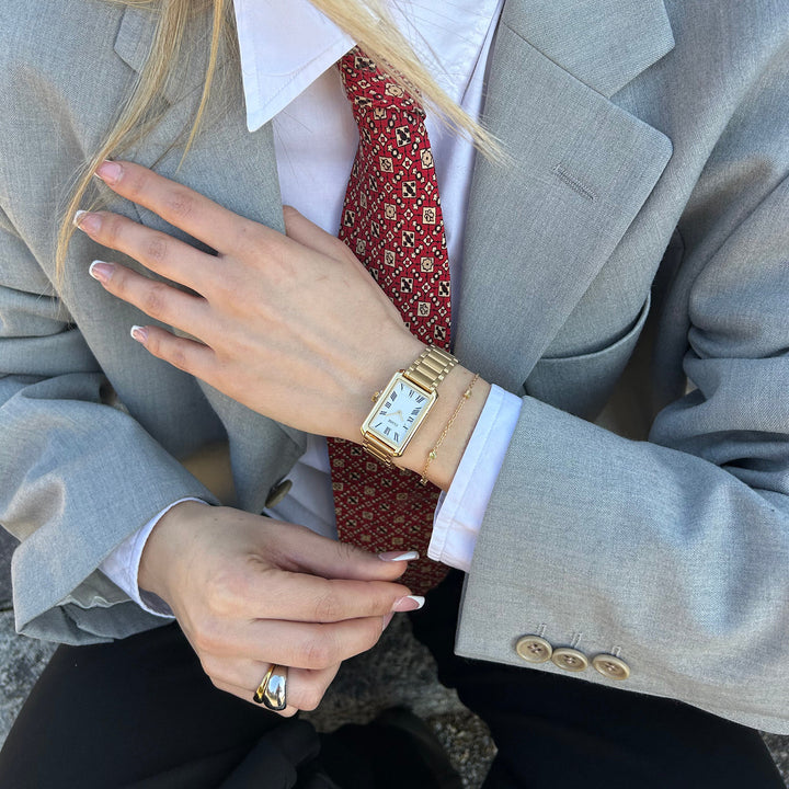 Montre Belisenna en acier, couleur blanche et dorée