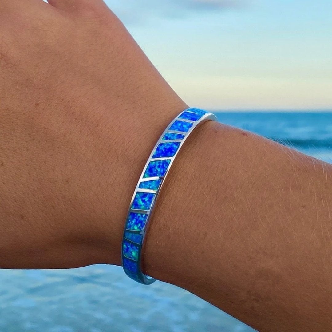 Bracelet en Argent avec Opaline Bleue