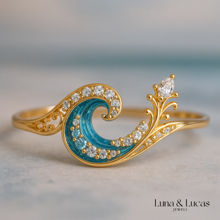 OCEAN BRIGHT CRYSTAL WAVE RING