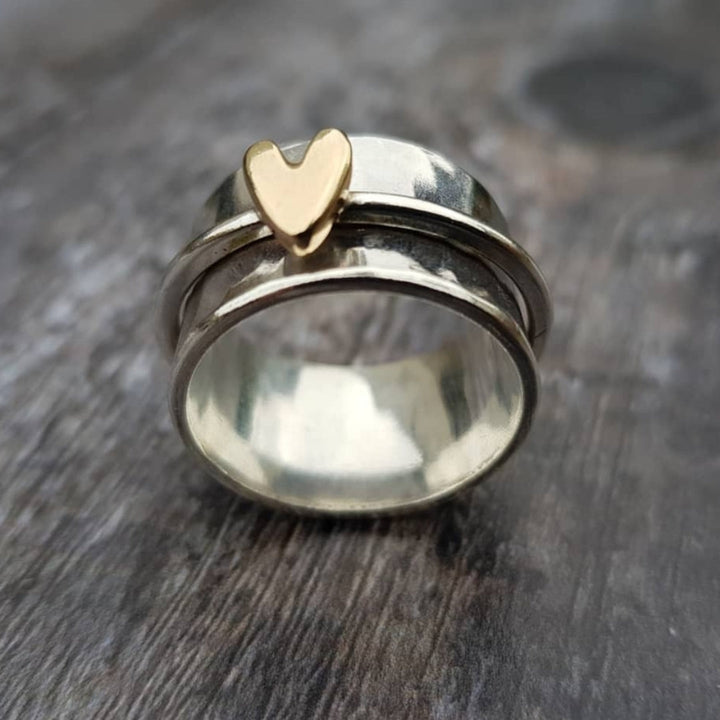 Mely – Bague en argent avec cœur doré