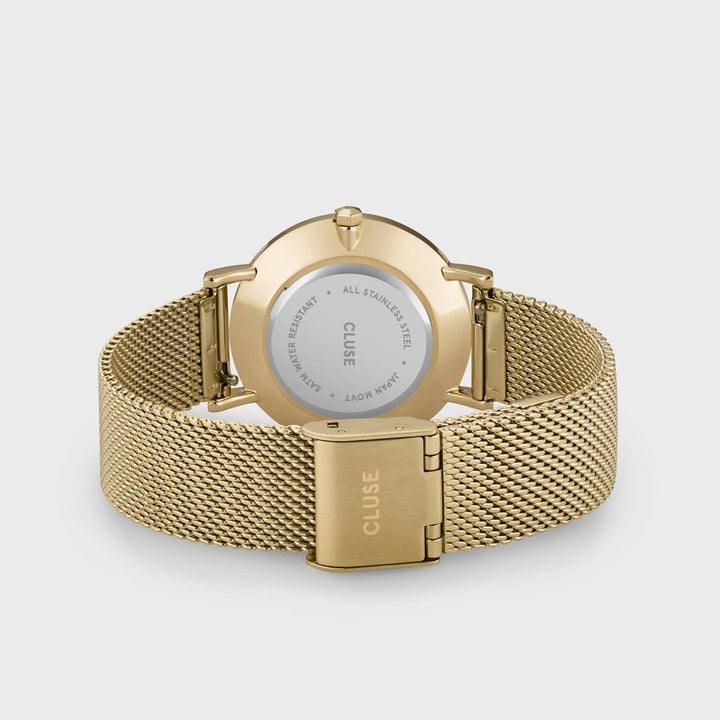 Montre Minuit Mesh, Blanc, Couleur Or