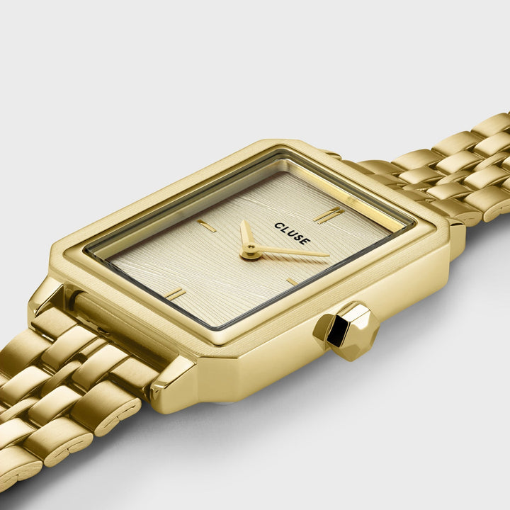 Montre Fluette Acier, Texture Sable Couleur Or Plein