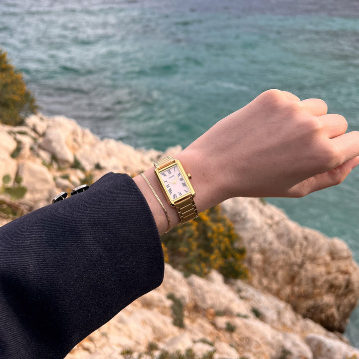 Montre Belisenna en acier, couleur blanche et dorée