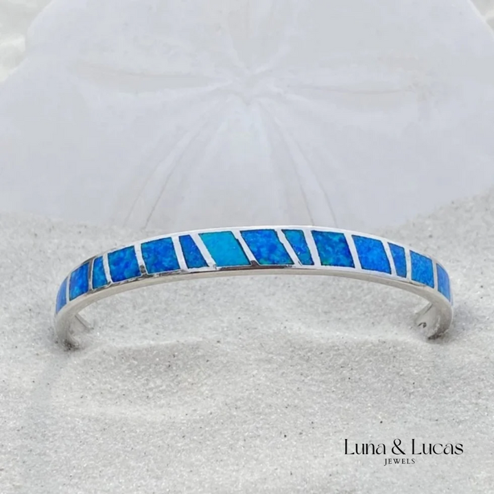 Bracelet en Argent avec Opaline Bleue
