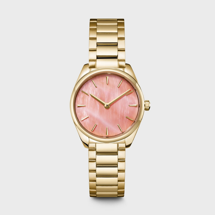 Montre Mini Féroce en Acier, Perle Abricot, Couleur Or
