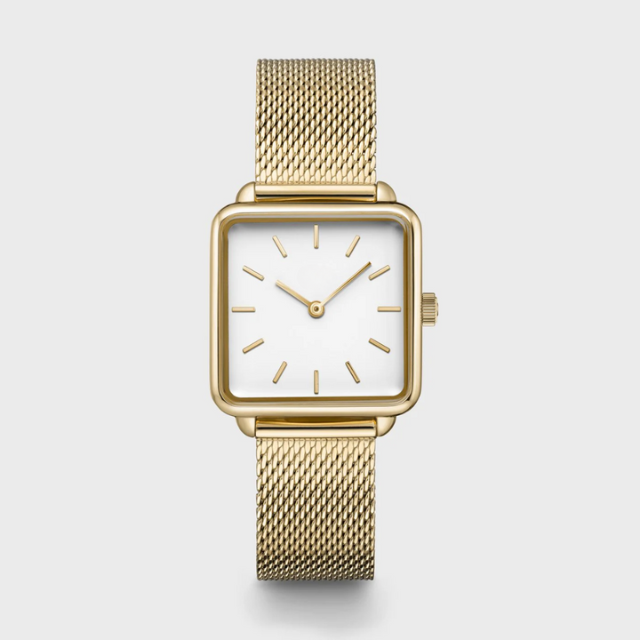 La montre Tétragone Mesh, Blanc, Couleur Or