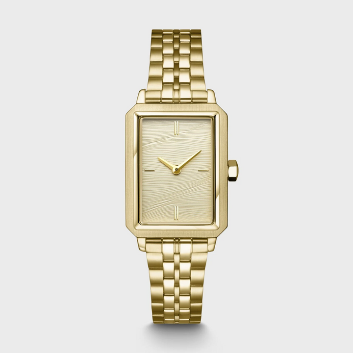 Montre Fluette Acier, Texture Sable Couleur Or Plein