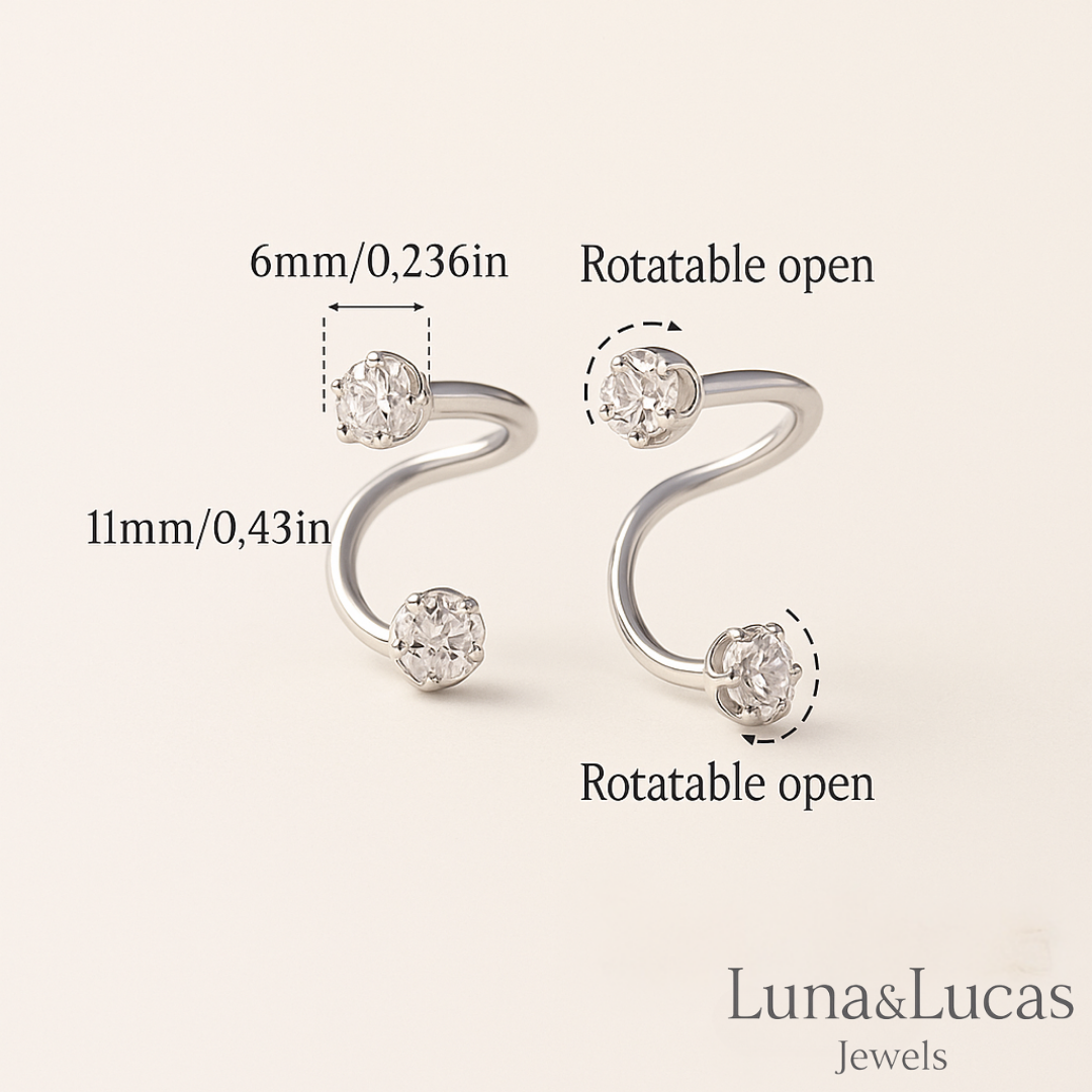 Spirale d’Éclat – Boucles d’oreilles à bille sertie
