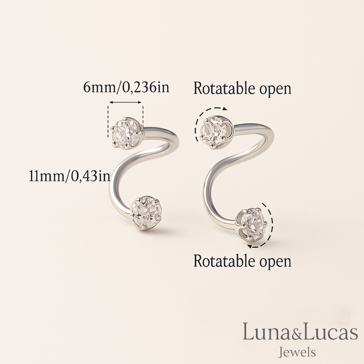 Spirale d’Éclat – Boucles d’oreilles à bille sertie