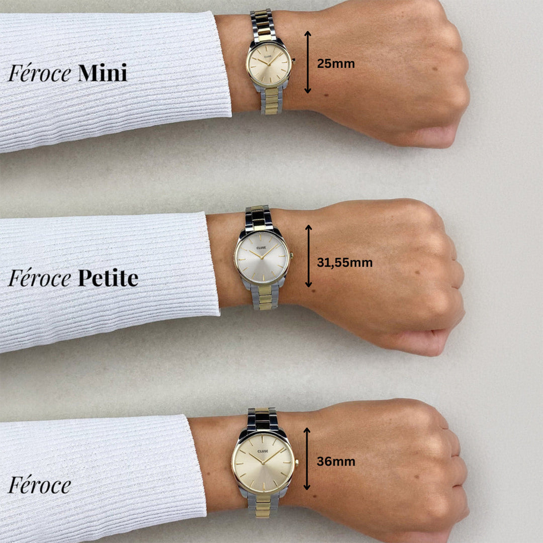 Montre Mini Féroce en Acier, Perle Abricot, Couleur Or