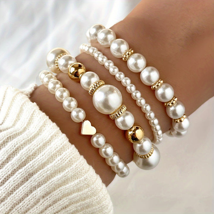 Douceur Nacrée – Set de Bracelets en Perles Blanches