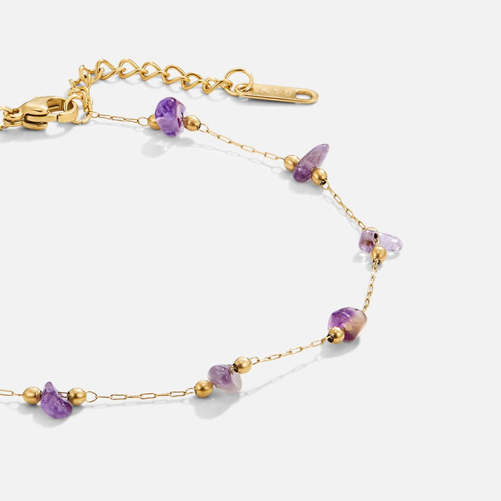 Bracelet de cheville en pierres d'améthyste
