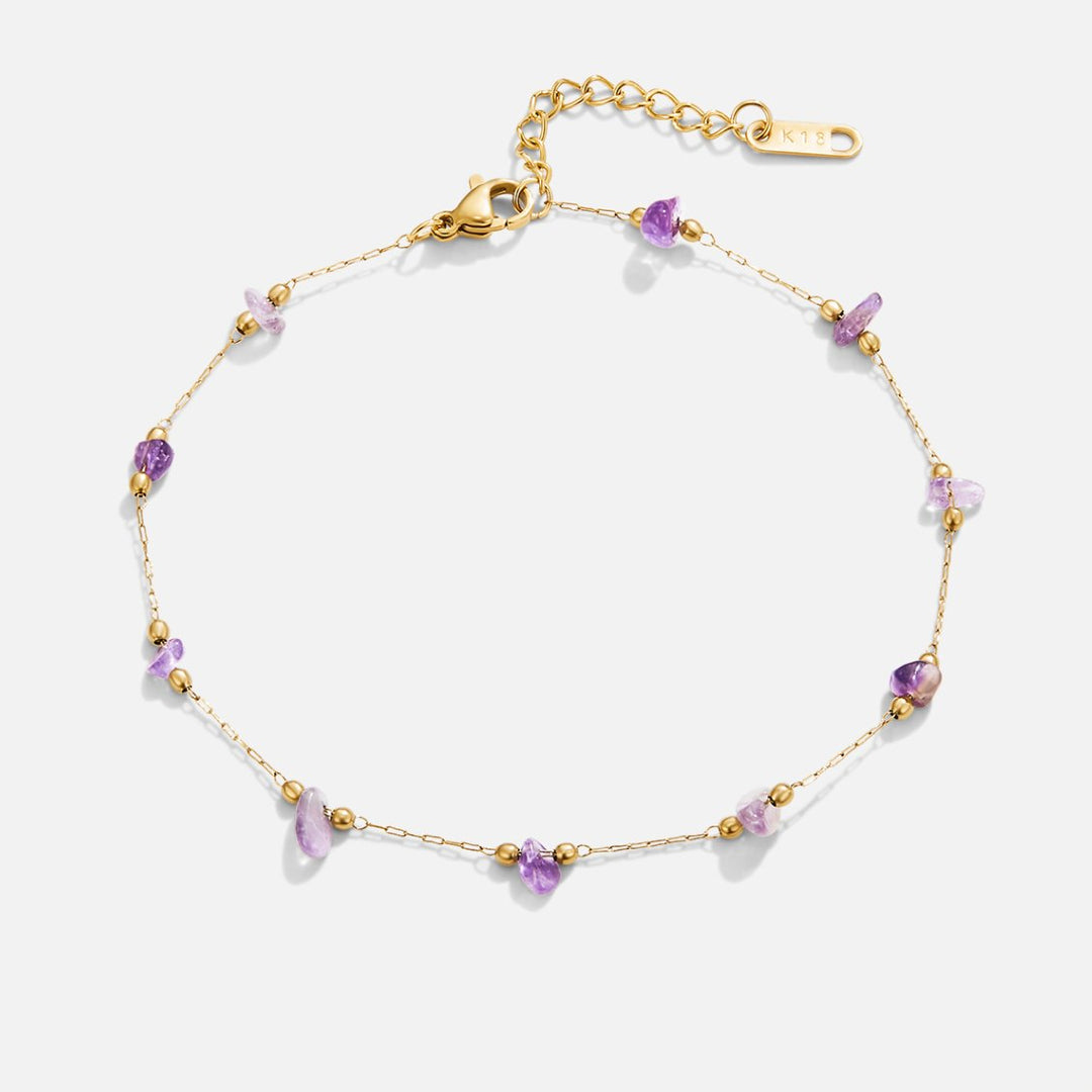 Bracelet de cheville en pierres d'améthyste