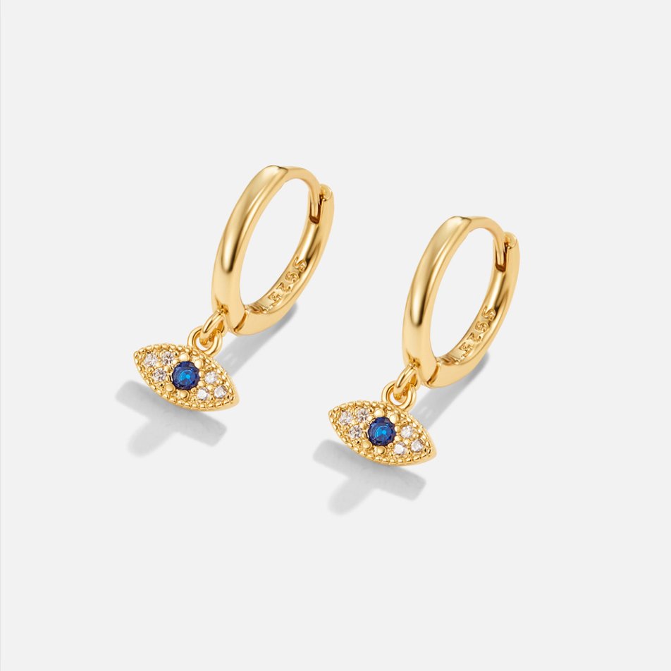 Pendantes d'oreilles avec motif œil bleu