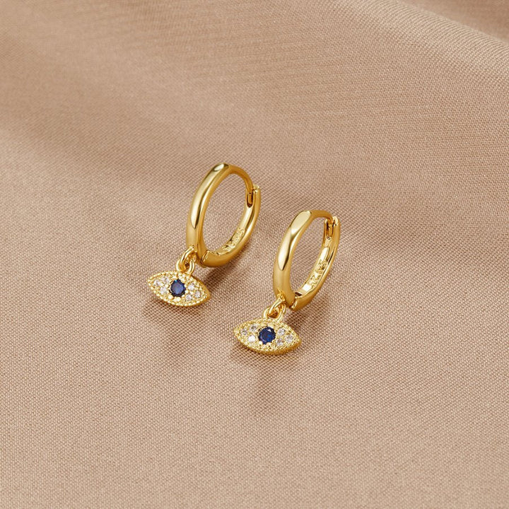 Pendantes d'oreilles avec motif œil bleu