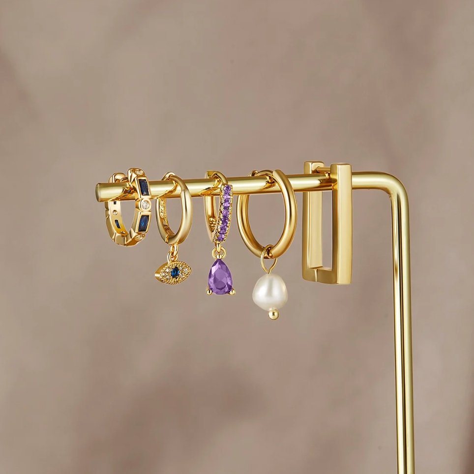Pendantes d'oreilles avec motif œil bleu