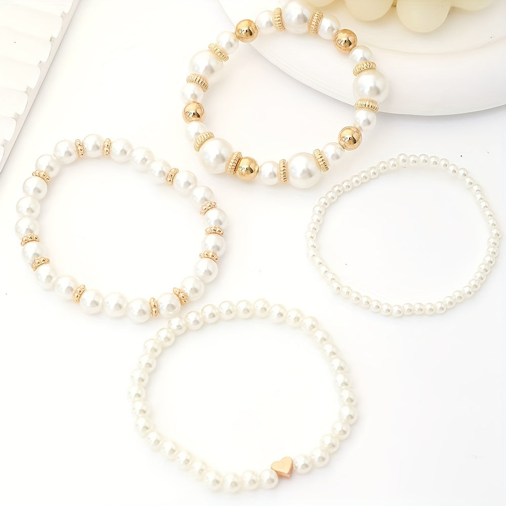 Douceur Nacrée – Set de Bracelets en Perles Blanches