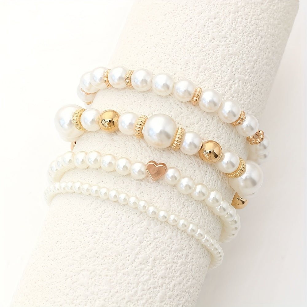 Douceur Nacrée – Set de Bracelets en Perles Blanches
