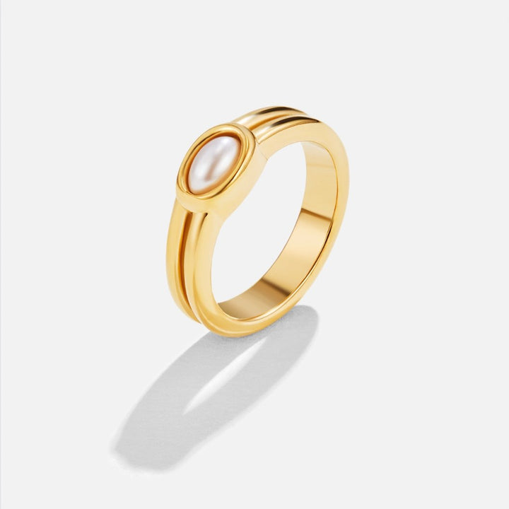 Bague chunky avec perles dorées