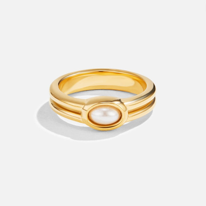 Bague chunky avec perles dorées