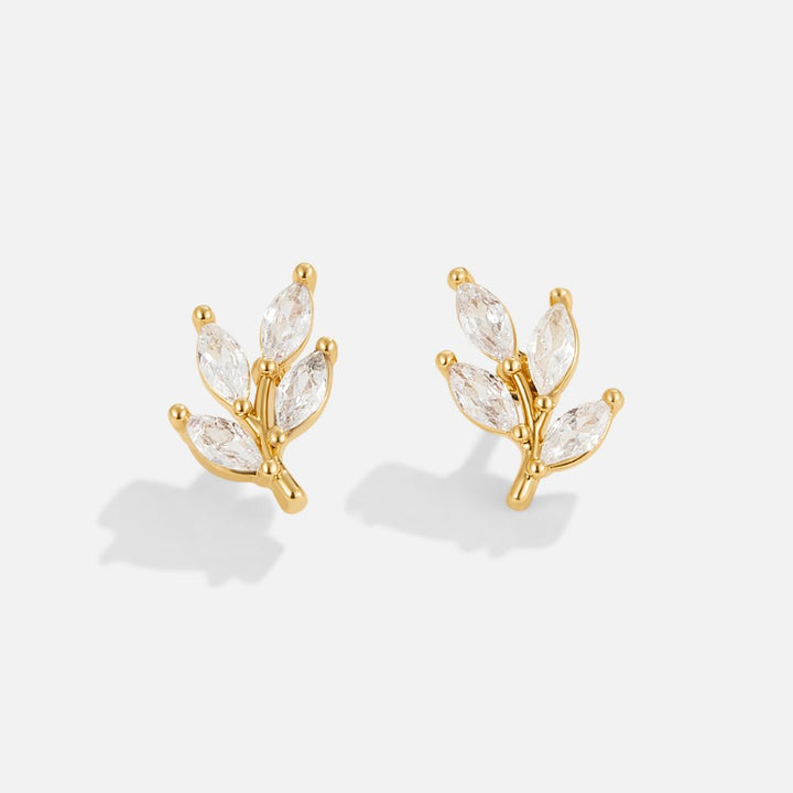 Boucles d'oreilles en cristal chic en forme de feuille