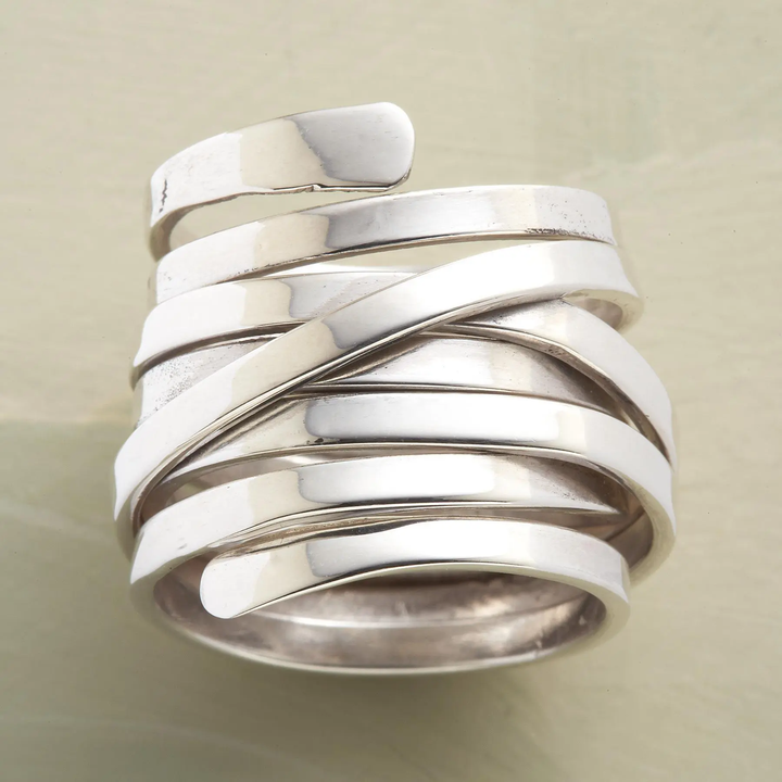 Bliss – Bague vintage en argent superposé, design épais
