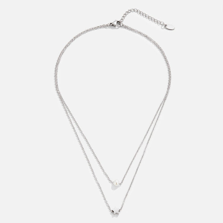 Collier Superposé en Argent avec Étoile et Perle