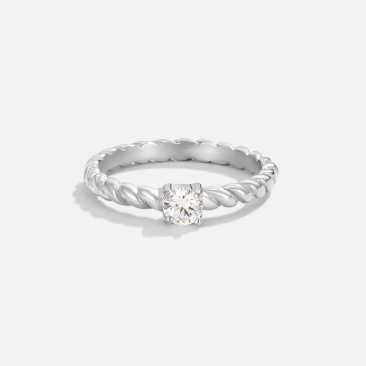 Torsade en cristal argenté - Bague Milan