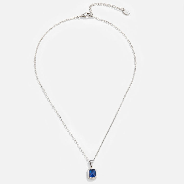 Collier en Argent avec Pendentif Bleu Marine