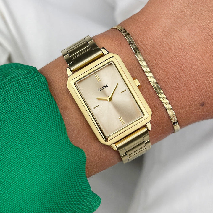 Montre Fluette en Acier, Couleur Or Plein